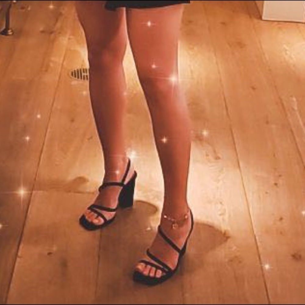 Zara genuine suede straps black heels